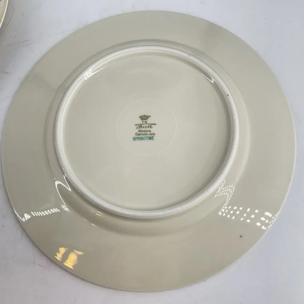Set of 7 THUN Bohemia Springtime Floral Salad Plates 8” Porcelain Czechoslovakia